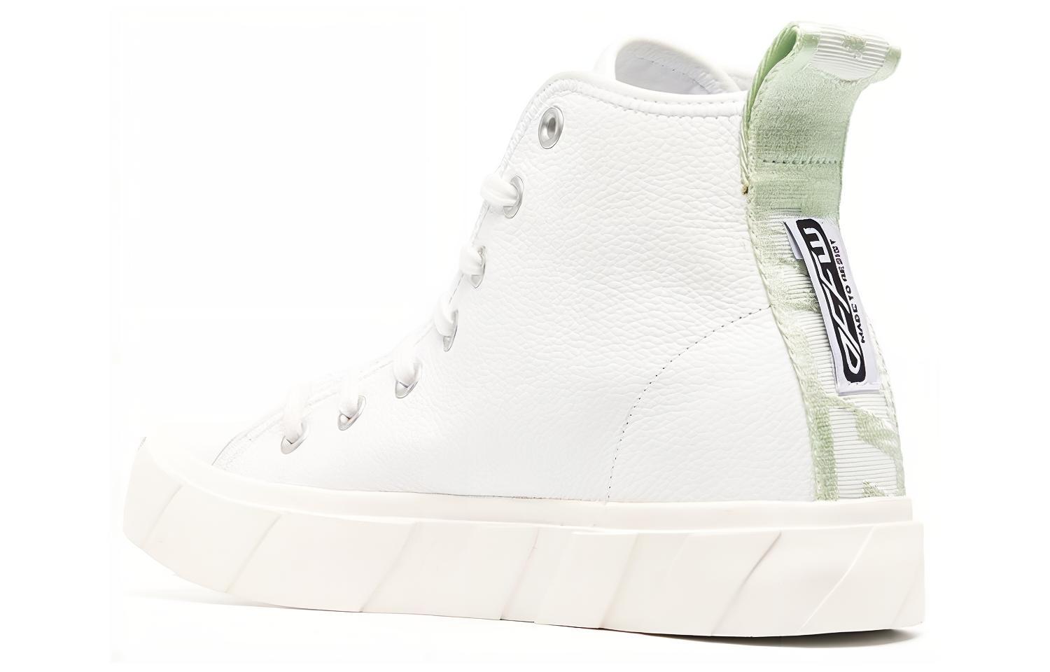 Shop Off-White 白色皮革高帮硫化胶鞋 OMIA119F22LEA0010101