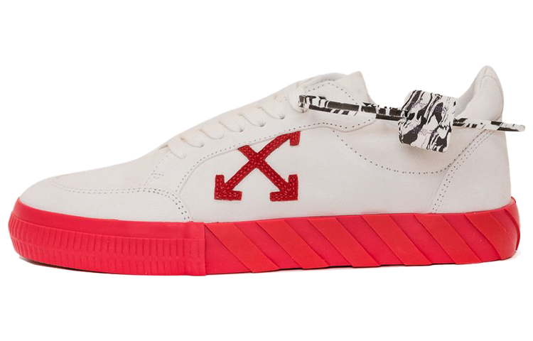 Buy Off-White 白红硫化低帮板鞋 OMIA085F20LEA0050125