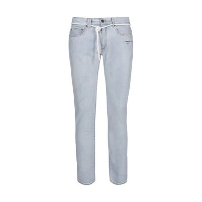 Off-White Washed Skinny Denim Jeans Light Blue