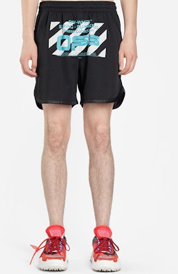 Off-White Wavy Line Mesh Shorts Black/Multicolor Lookbook Off-White Wavy Line Mesh Shorts Black/Multicolor