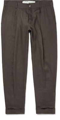 Pantalones Marrones Off-White Pierna Ancha Cropped con Logo Bordado Buy Pantalones Marrones Off-White Pierna Ancha Cropped con Logo Bordado