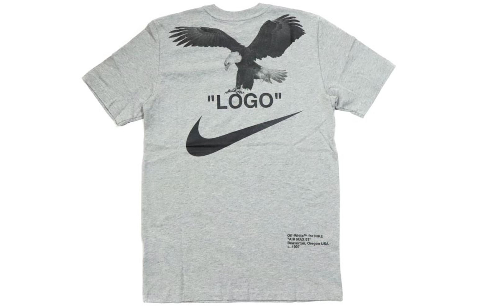 Lookbook OFF-WHITE x Nike Big Eagle Logo Baju-T Uniseks Kelabu BQ0827-063