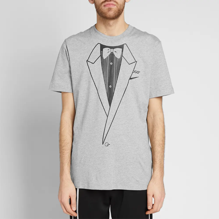 Shop OFF-WHITE x Nike Big Eagle Logo Baju-T Uniseks Kelabu BQ0827-063