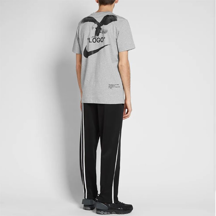 Purchase OFF-WHITE x Nike Big Eagle Logo Baju-T Uniseks Kelabu BQ0827-063