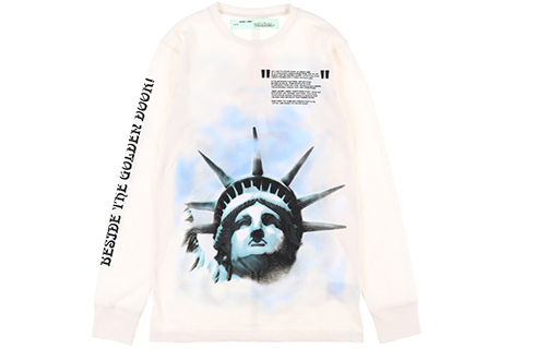 OFF-WHITE x Virgil Abloh Statue of Liberty Print Crewneck Sweatshirt Beige OMBA025E181920150299