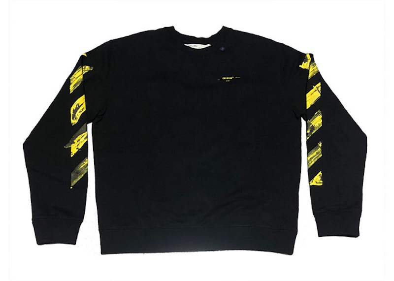 Off-White Yellow Acrylic Arrow Logo Crewneck Black