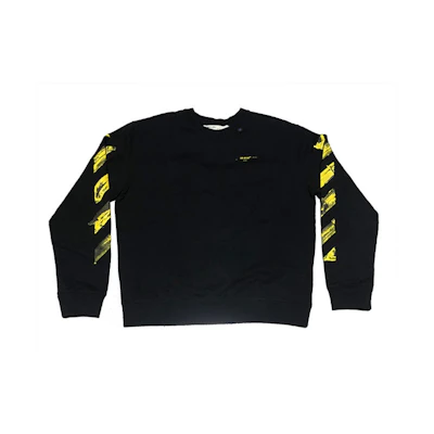 OFF-WHITE Yellow Acrylic Arrow Logo Crewneck Black