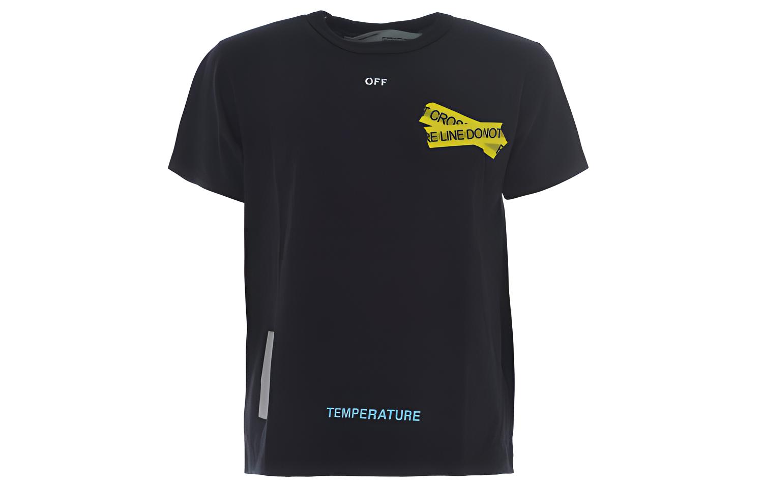 OFF-WHITE Yellow Caution Arrows Black T-Shirt OMAA002S181850061060
