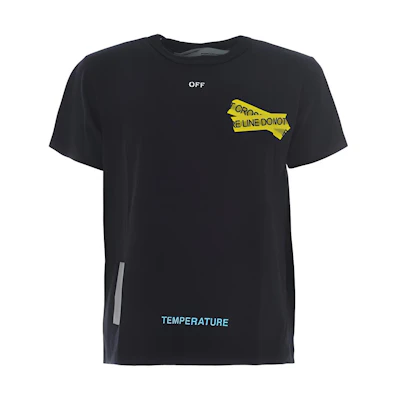 OFF-WHITE Yellow Caution Arrows Black T-Shirt OMAA002S181850061060