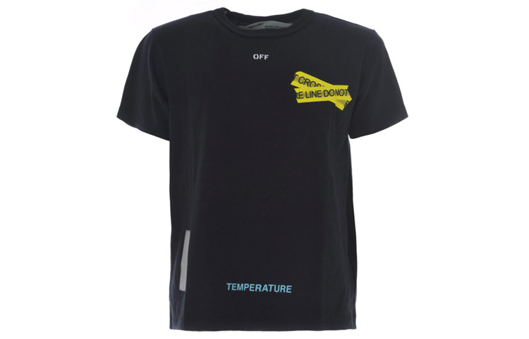Order OFF-WHITE 黄色警戒箭头黑色T恤 OMAA002S181850061060