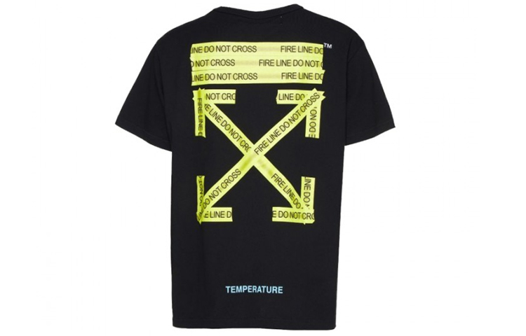 Lookbook OFF-WHITE 黄色警戒箭头黑色T恤 OMAA002S181850061060