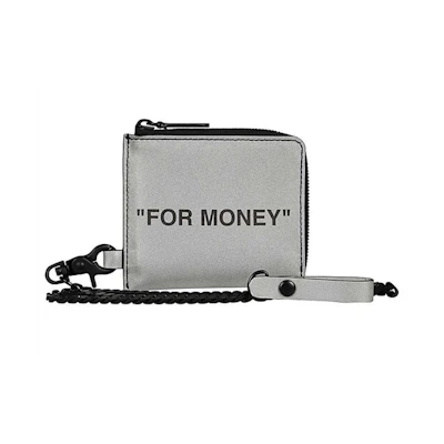 OFF-WHITE Zip Chain Card Case "For Money" (2 Card Slot) Silver