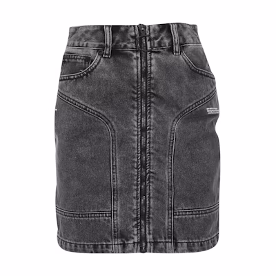 Off-White Zip Front Denim Skirt Dark Grey
