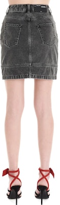 Off-White Zip Front Denim Skirt Dark Grey Shop Off-White Zip Front Denim Skirt Dark Grey