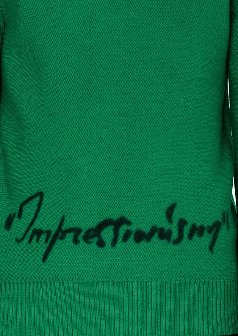 Lookbook オフホワイト ジップニット タートルネック (緑/黒)
