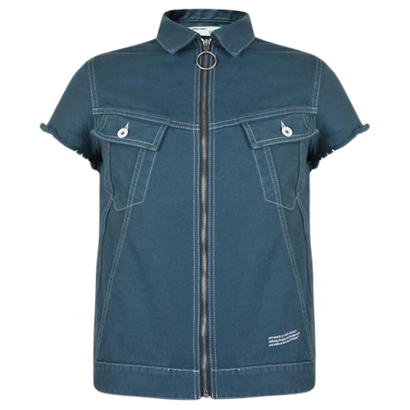 Off-White Zip Up Denim Vest Blue