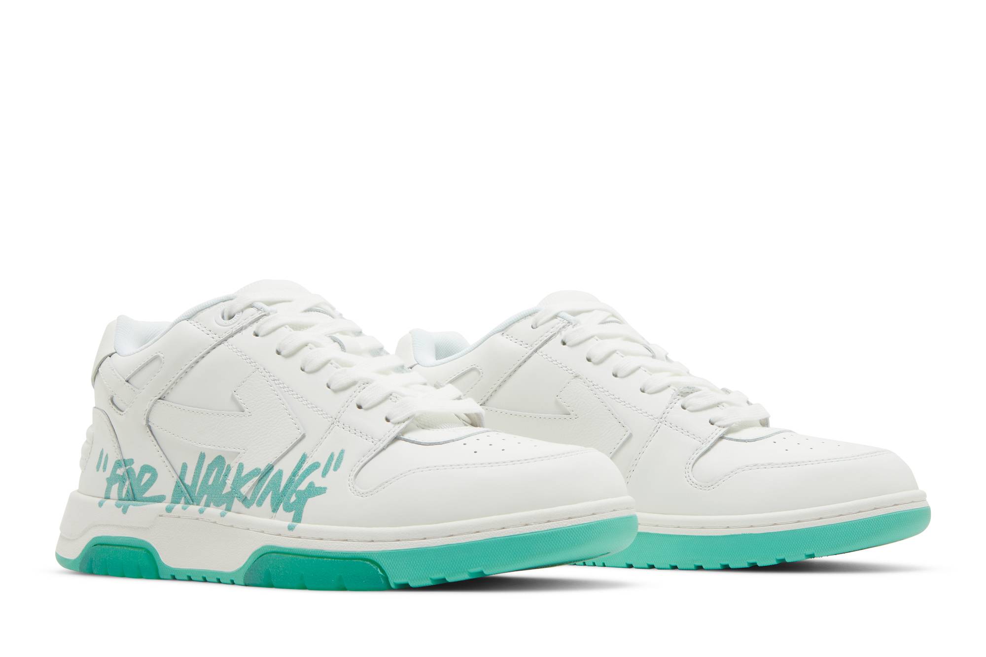 Cheap Off-White 出游系列 "For Walking - 白绿" OMIA189F22LEA003-0155