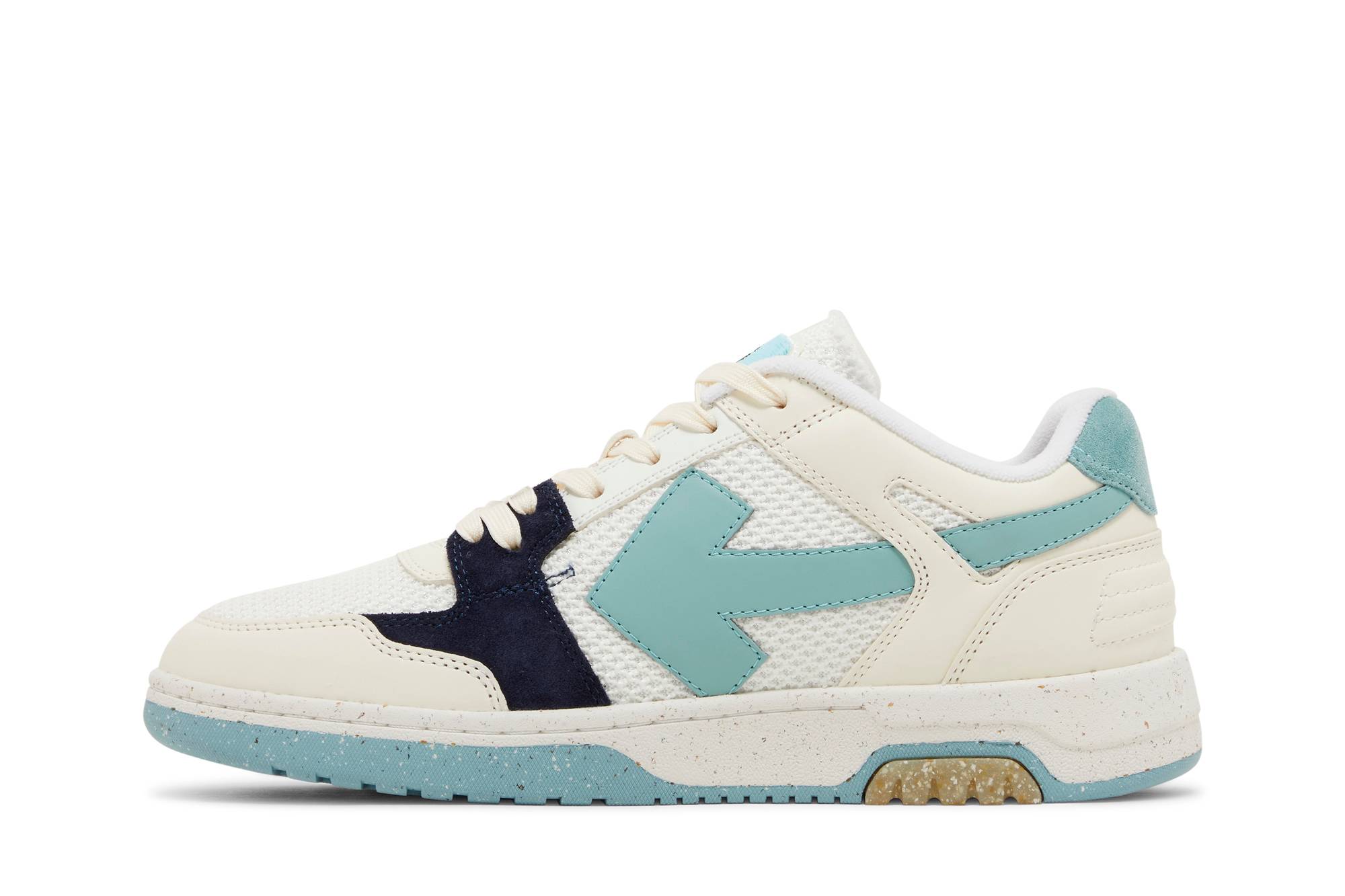 Lookbook OFF-WHITE Out Of Office 皮革網布 低筒繫帶 時尚板鞋 男款 白藍