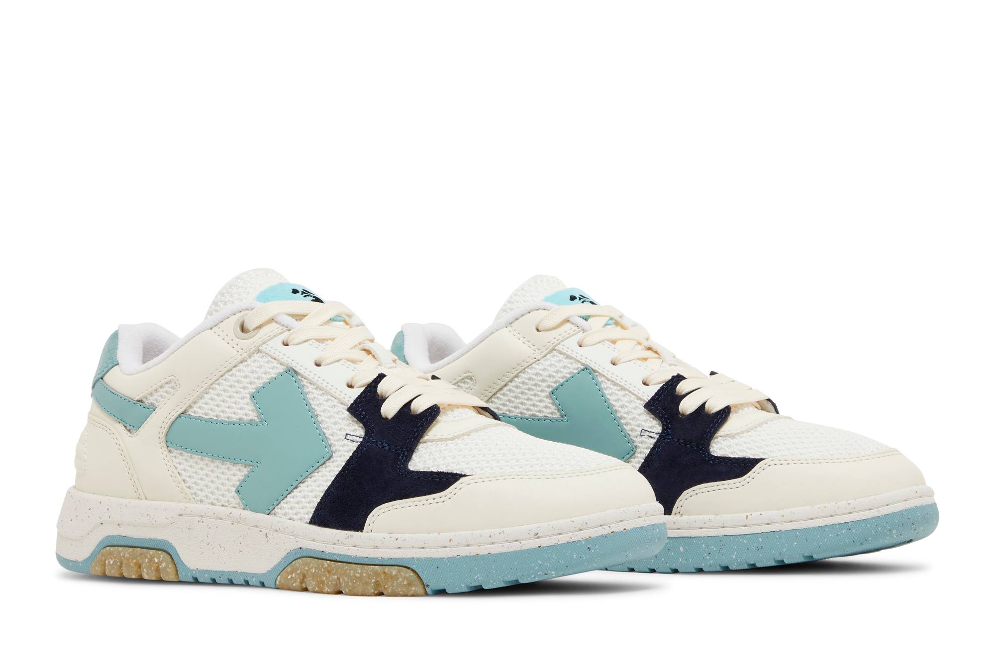 Cheap OFF-WHITE Out Of Office 皮革網布 低筒繫帶 時尚板鞋 男款 白藍