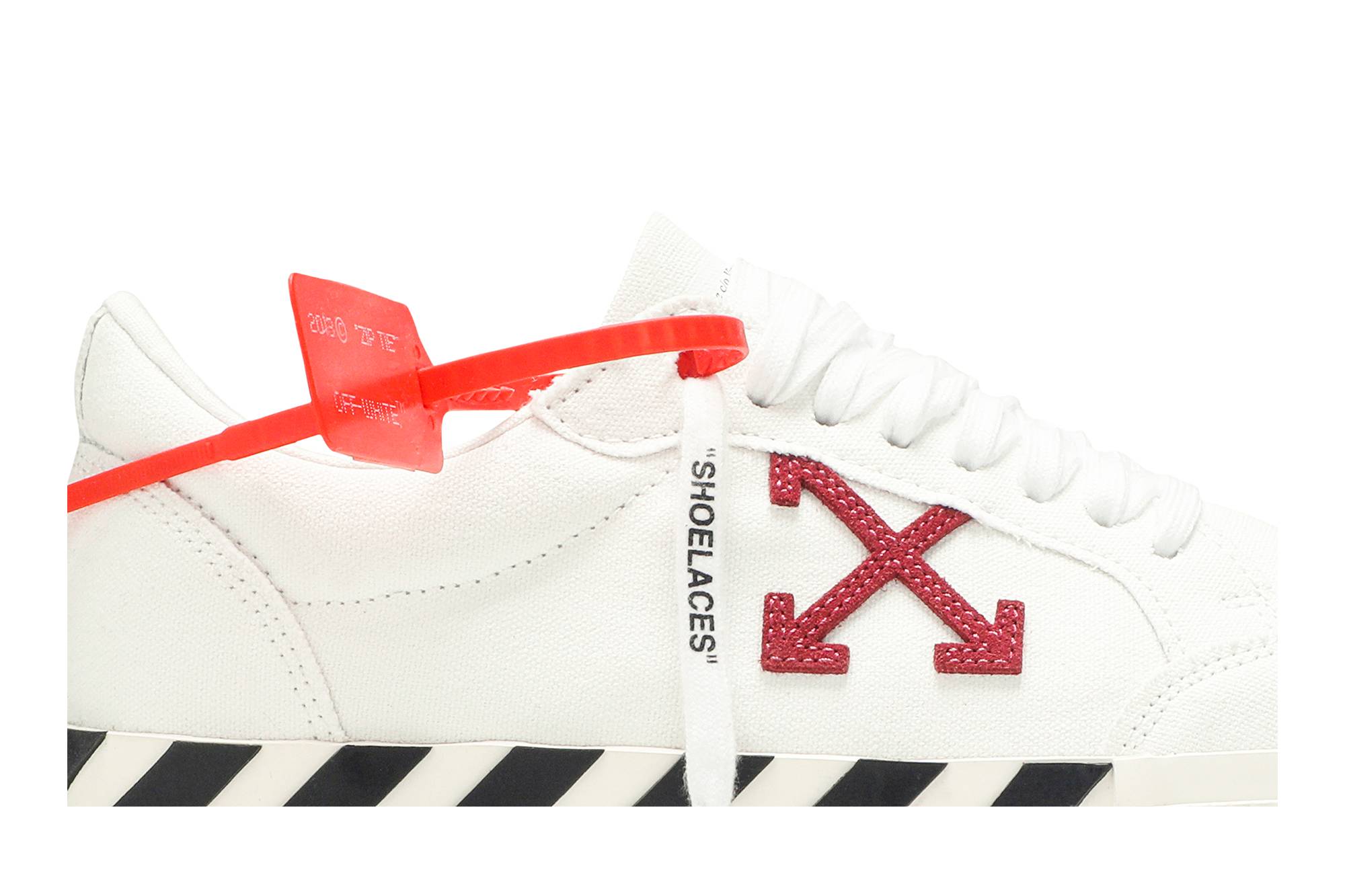 Order OFF-WHITE 火山炙烤圓頭系帶低筒時尚板鞋 男款 白紅色