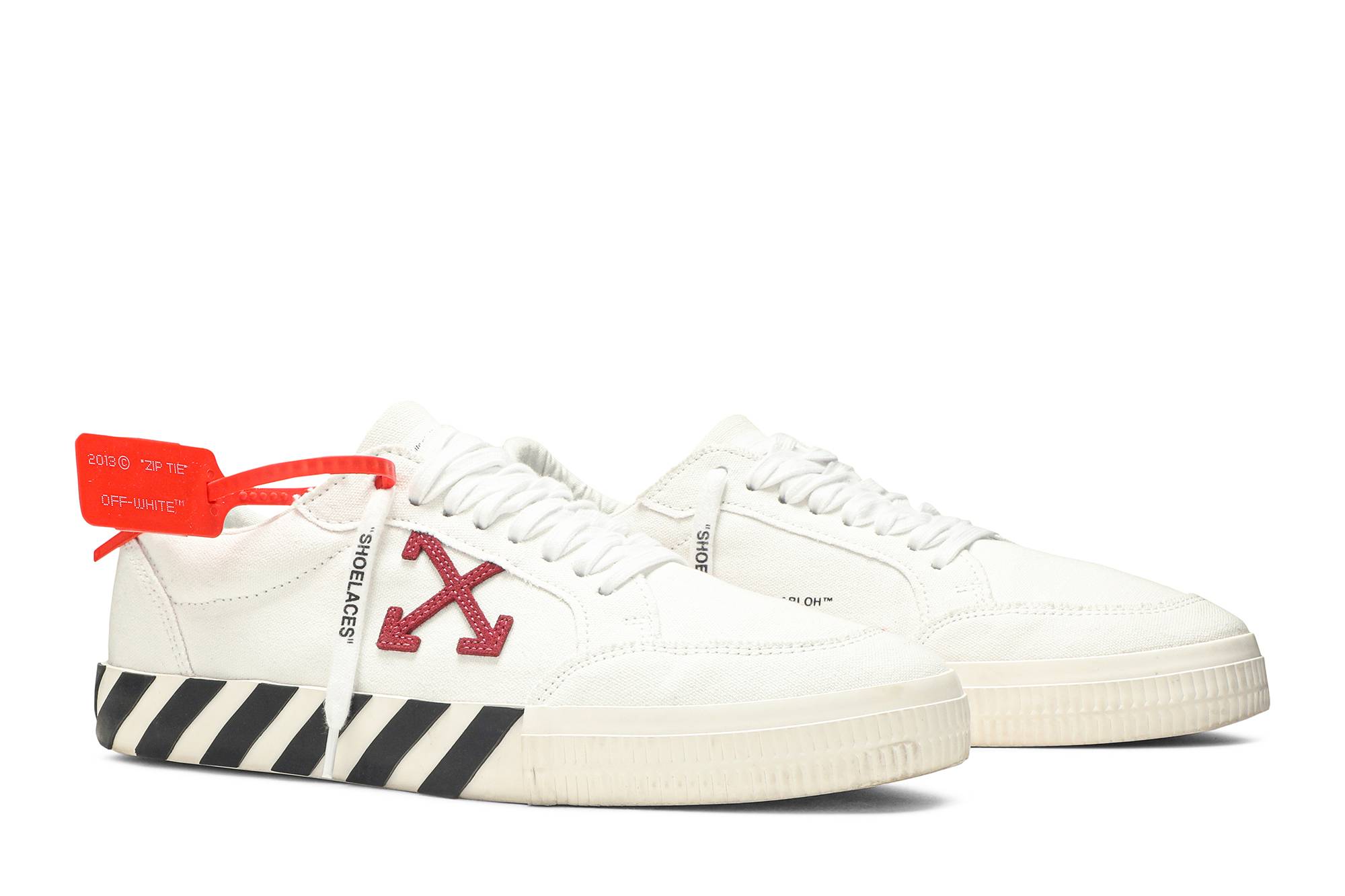 Cheap OFF-WHITE 火山炙烤圓頭系帶低筒時尚板鞋 男款 白紅色