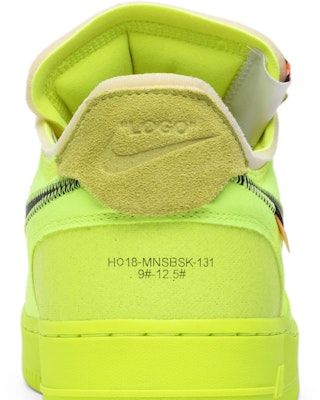 Off-White x Nike Air Force 1 Low 'Volt' AO4606-700 Sizing Off-White x Nike Air Force 1 Low 'Volt' AO4606-700