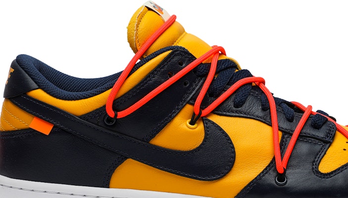 Off‑White x Nike Dunk Low 'University Gold' [also worn by Kevin Love]  CT0856‑700