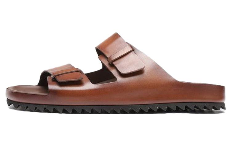 Officine Creative Agorà 'Brown Open-Toe Slide' OCUAGOR002SPSO1F229