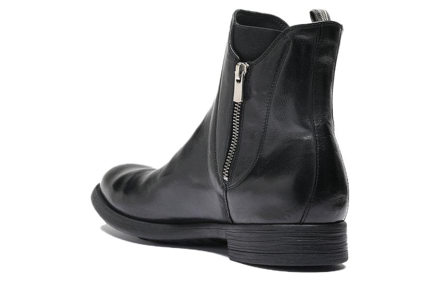 Shop Officine Creative 皮革便捷拉鍊設計短靴 男款黑色
