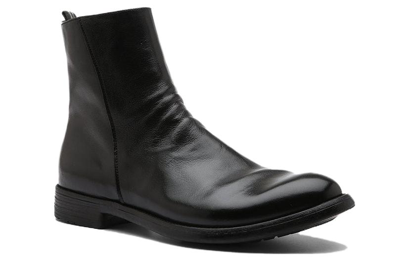 Order Officine Creative Hive 皮革拉鍊圓頭時尚短靴 男款 黑色