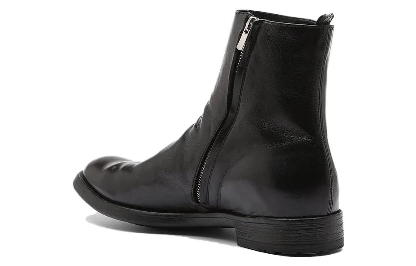 Shop Officine Creative Hive 皮革拉鍊圓頭時尚短靴 男款 黑色