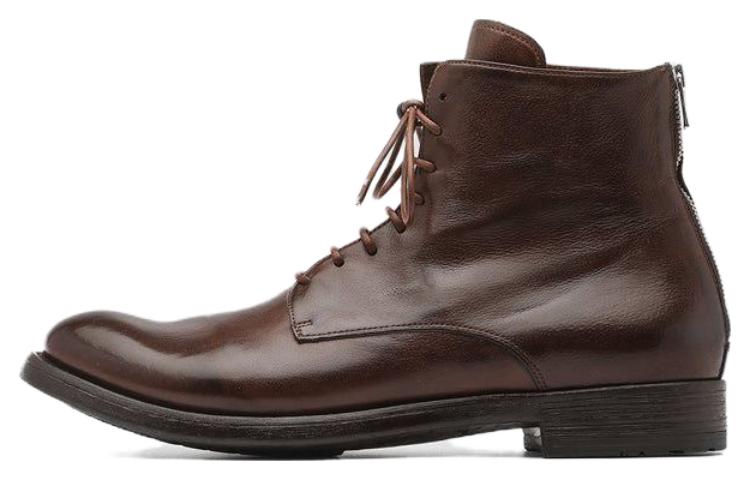 Buy Officine Creative 蜂巢棕色皮革系带靴子 OCUHIVE016IGNIS2135