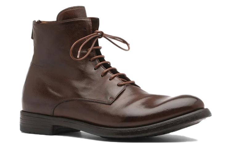 Order Officine Creative 蜂巢棕色皮革系带靴子 OCUHIVE016IGNIS2135