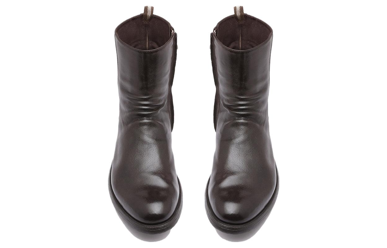 Shop Officine Creative Hive 皮革 時尚百搭 短靴 男款 深棕色