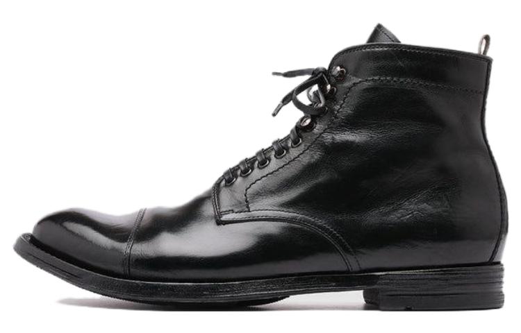 Officine Creative Leather Almond Toe Lace-Up Boots 'Black' OCANATO016AERBU1000