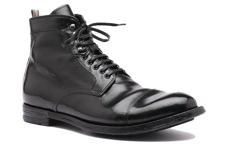 Order Officine Creative 黑色杏仁头系带皮靴 OCANATO016AERBU1000