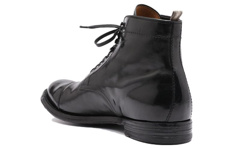 Shop Officine Creative 黑色杏仁头系带皮靴 OCANATO016AERBU1000