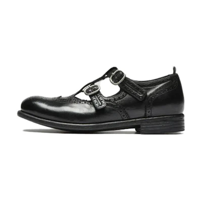 Officine Creative Leather Fashion Womens Casual Flats 'Round Toe Black'