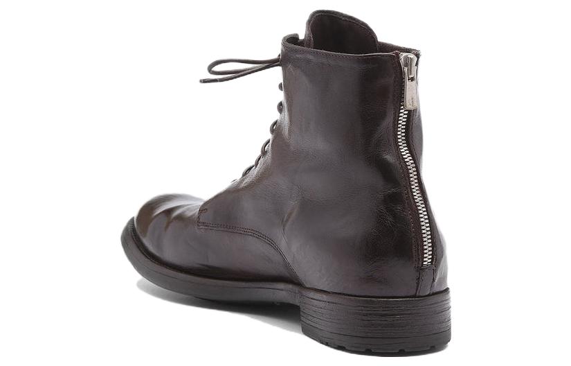 Shop Officine Creative Leather Lace-Up Ankle Boots 'Ebony' OCUHIVE016IGNISD215