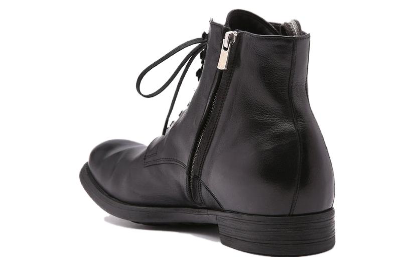 Shop Officine Creative 皮革 英倫風圓頭綁帶 短靴 男款 黑色