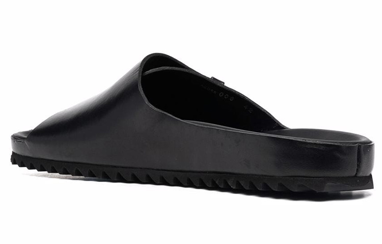 Lookbook Officine Creative 男士黑色皮革圓頭平底拖鞋