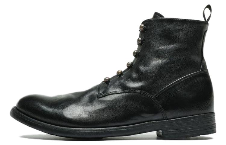Officine Creative Leather Round Toe Fashion Ankle Boot 'Black'