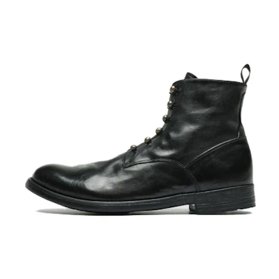 Officine Creative Leather Round Toe Fashion Ankle Boot 'Black'
