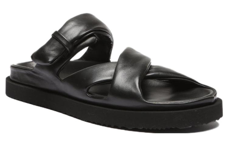 Order 奥菲奇创意黑色圆头皮革时尚凉鞋 OCUCHOA005GUANT1000