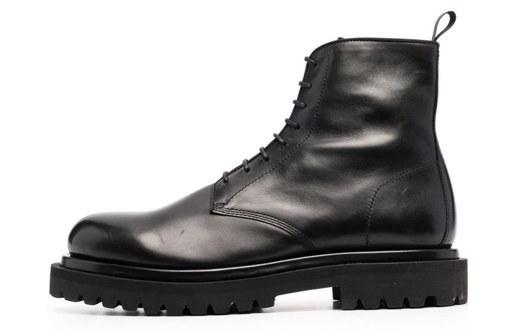 Officine Creative Leather Round Toe Lace-Up Boots 'Black' OCUEVEN002BUT131000