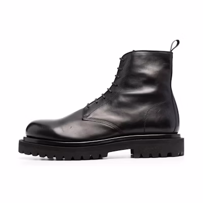 Officine Creative Leather Round Toe Lace-Up Boots 'Black'