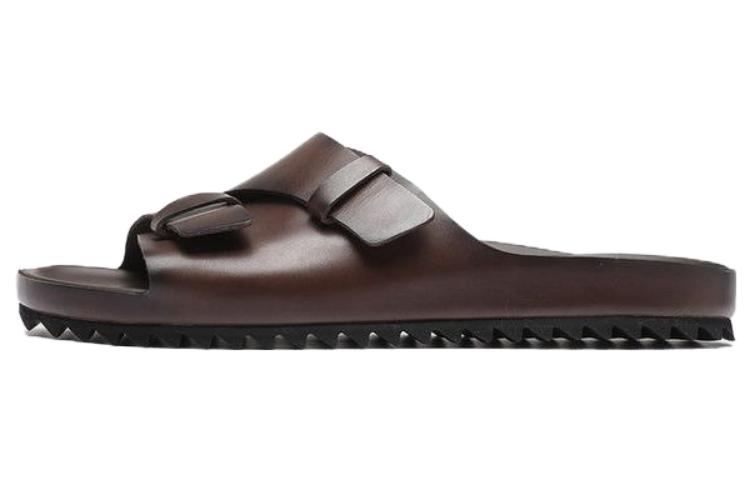 Officine Creative Slip-On Round Toe Slides 'Dark Brown'