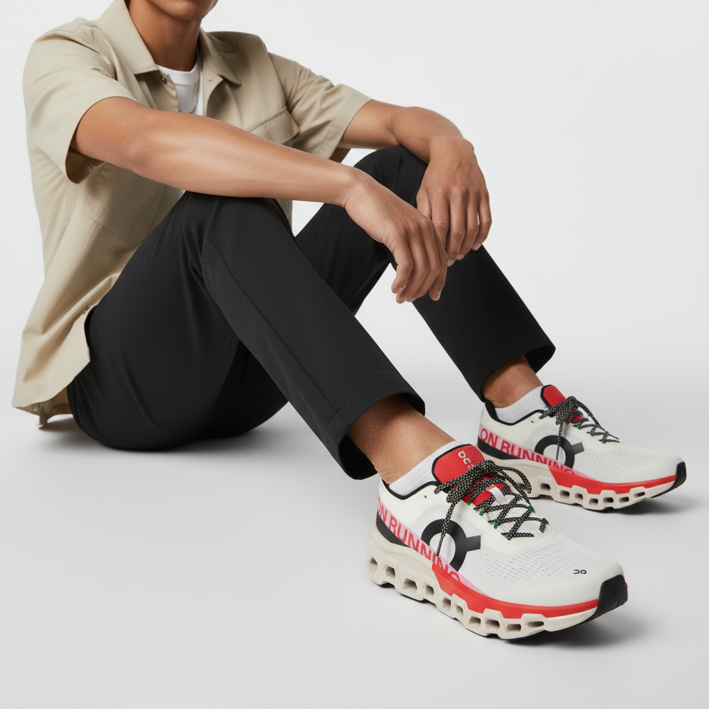 Order On Cloudmonster 2 ''Ivory Silver Red'' Lelaki Wanita Kasut Sneakers 3ME10122906