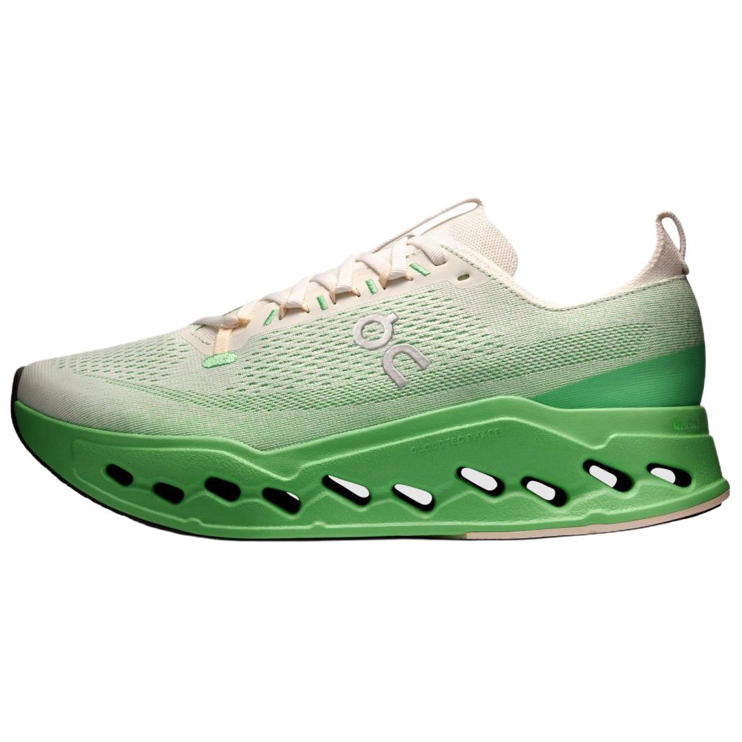 On Cloudsurfer Max Running Shoes White/Green - Soft Comfort Fit 3MF30433397