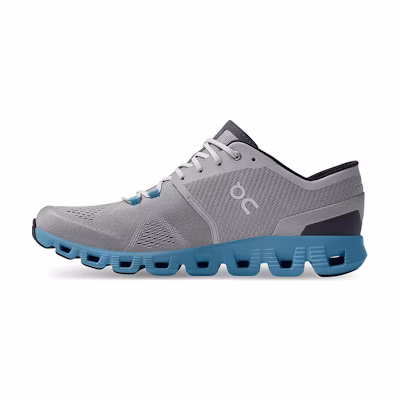 On Running Cloud X Alloy Grey Niagara Blue